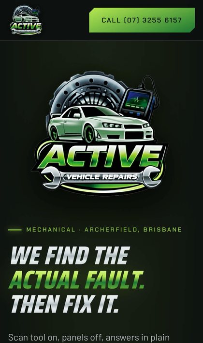 Active Vehicle Repairs website on mobile
